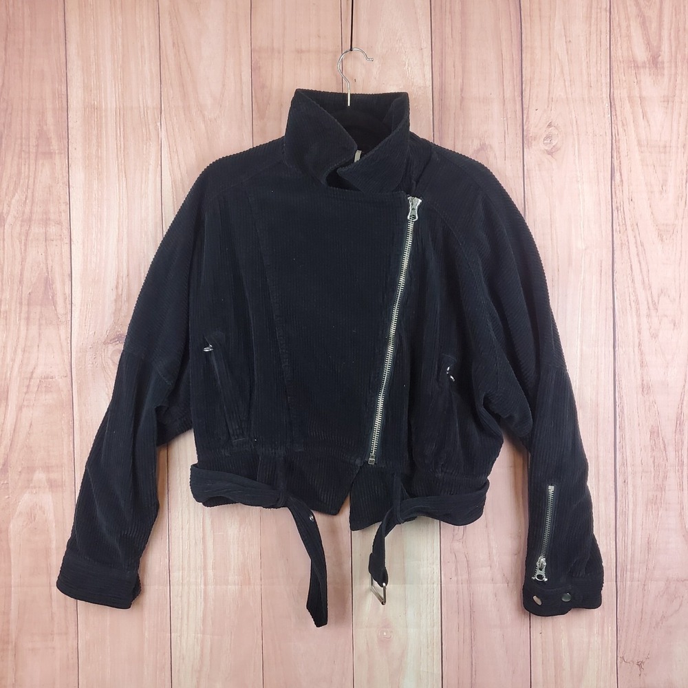 Free People Corduroy Moto Jacket Sz S‎ Small Asymmetric Zip Biker